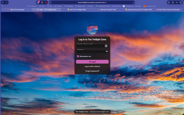 Nextcloud Login Screen Nextcloud Login Screen