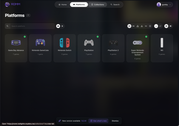 Browsing a platform's game library