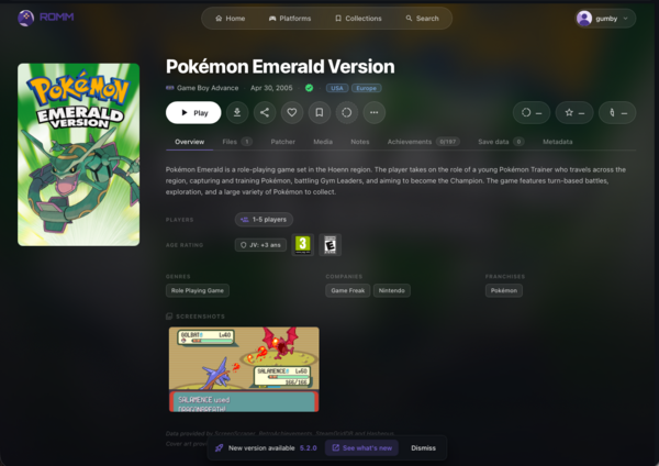 Launching a game in the browser emulator
