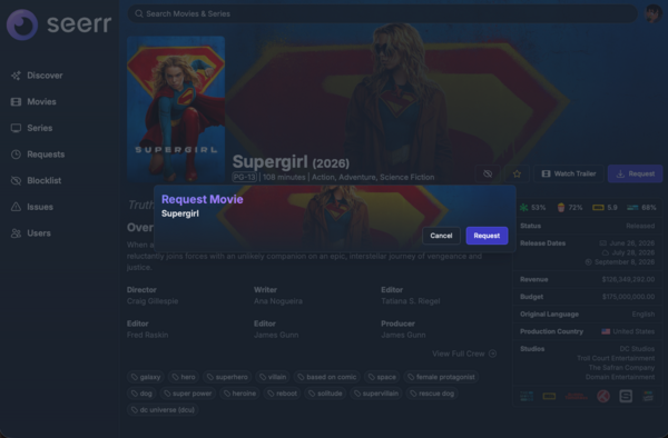 Requesting a movie on Seerr